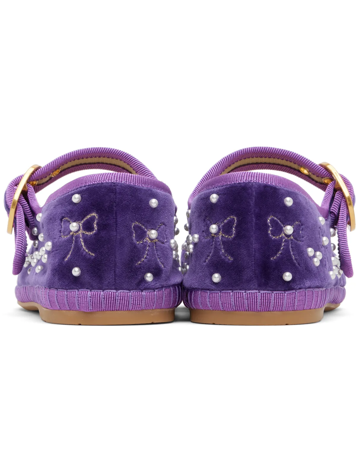 Valentino Garavani Mary-Jane Endouce ベルベット バレエシューズ - 画像2