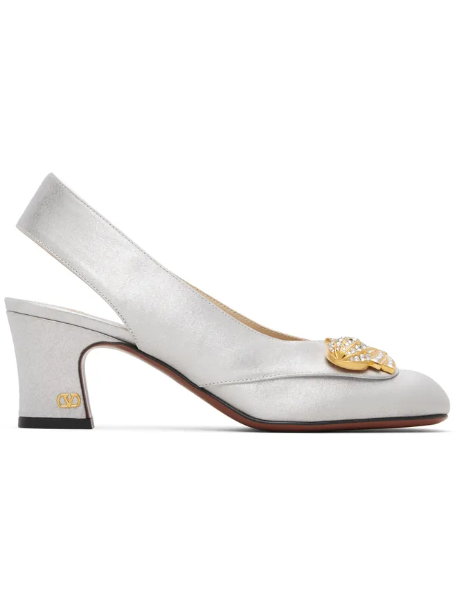 Valentino Garavani Valentino Garavani シルバー Adamantine スリングバック グリッター ファブリック ヒールの商品画像