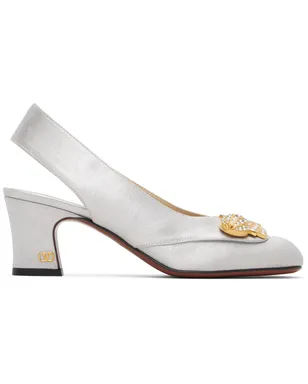 Valentino Garavani シルバー Adamantine スリングバック グリッター ファブリック ヒール - サムネイル1