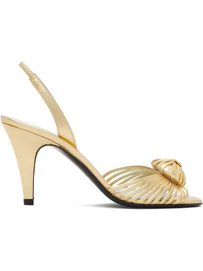 Valentino Garavani Valentino Garavani Woven Heart メタリック スリングバック ヒールサンダルの商品画像