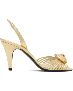 Valentino Garavani Woven Heart メタリック スリングバック ヒールサンダル - サムネイル1