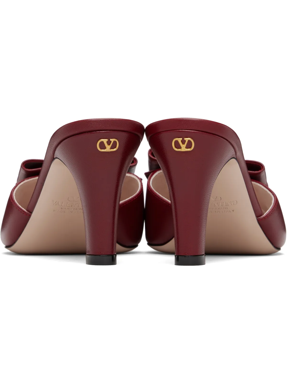 Valentino Garavani レザー リボン ヒールサンダル - 画像2