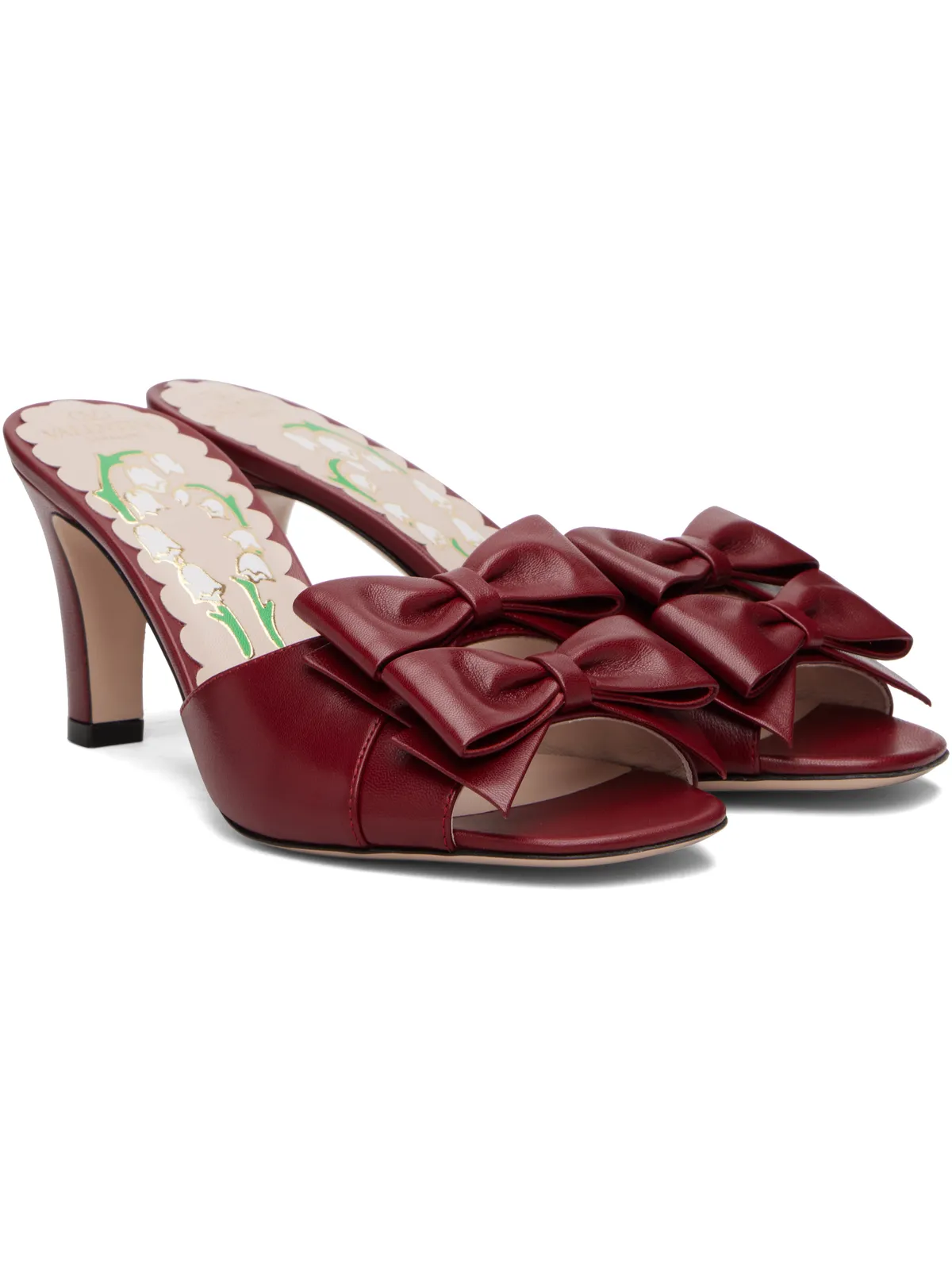 Valentino Garavani レザー リボン ヒールサンダル - 画像4