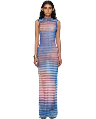 Jean Paul Gaultier Printed Air ハイネック オープンバック マキシワンピース - サムネイル1