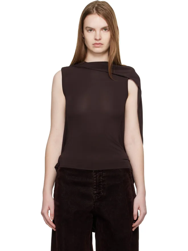 Jean Paul Gaultier Jean Paul Gaultier ストレッチビスコース ダブルレイヤー ドレープ トップスの商品画像