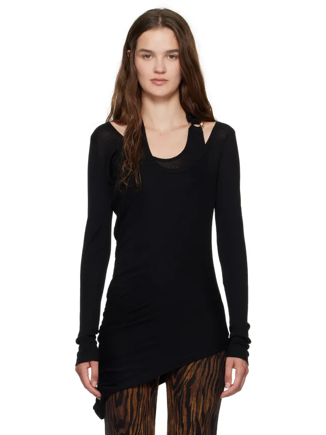 Jean Paul Gaultier Jean Paul Gaultier Ribbed Twisted Double Layer Piercing Tシャツの商品画像