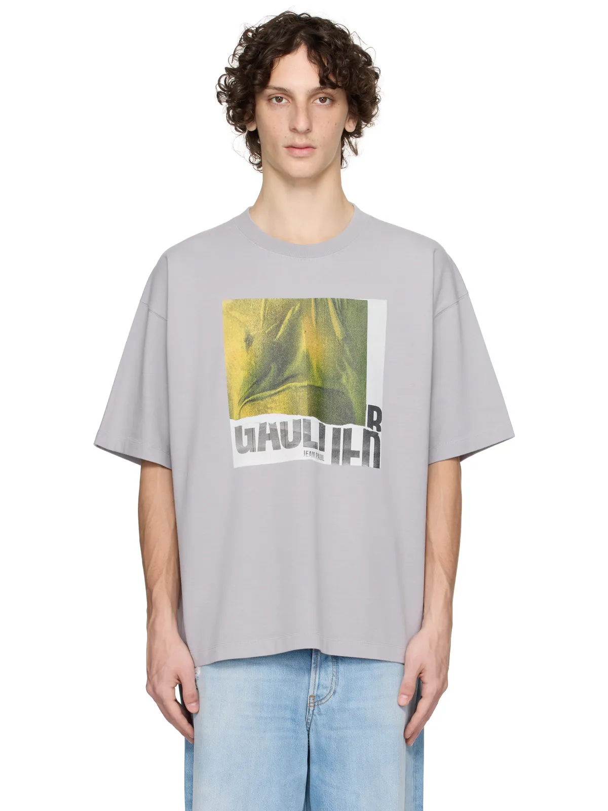 Jean Paul Gaultier SSENSE限定 Printed Water コットン オーバーサイズ Tシャツ - 画像1