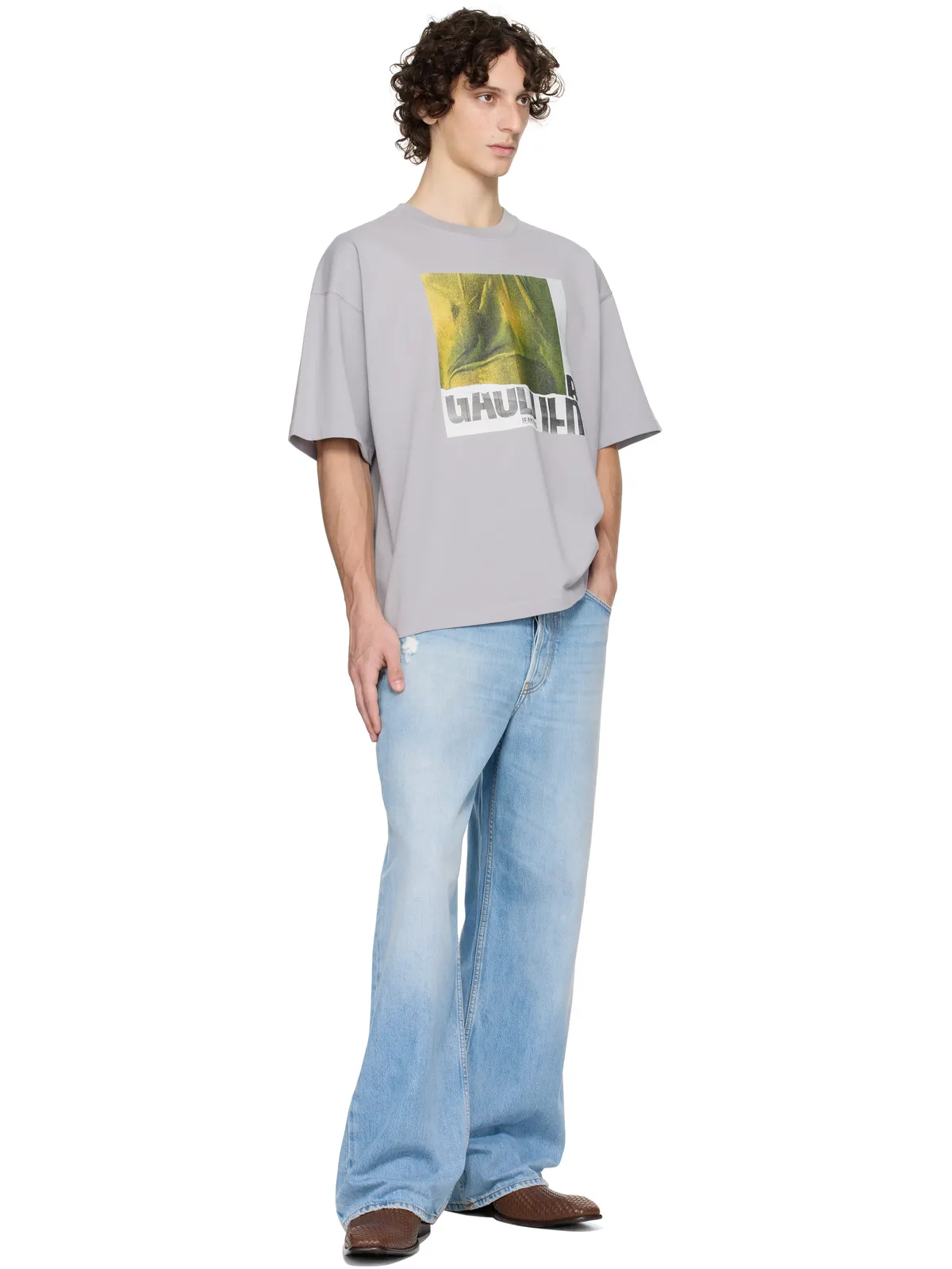 Jean Paul Gaultier SSENSE限定 Printed Water コットン オーバーサイズ Tシャツ - 画像4