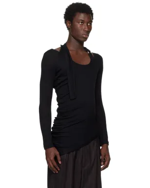 Jean Paul Gaultier Twisted Double Layer Piercing リブ Tシャツ - サムネイル2