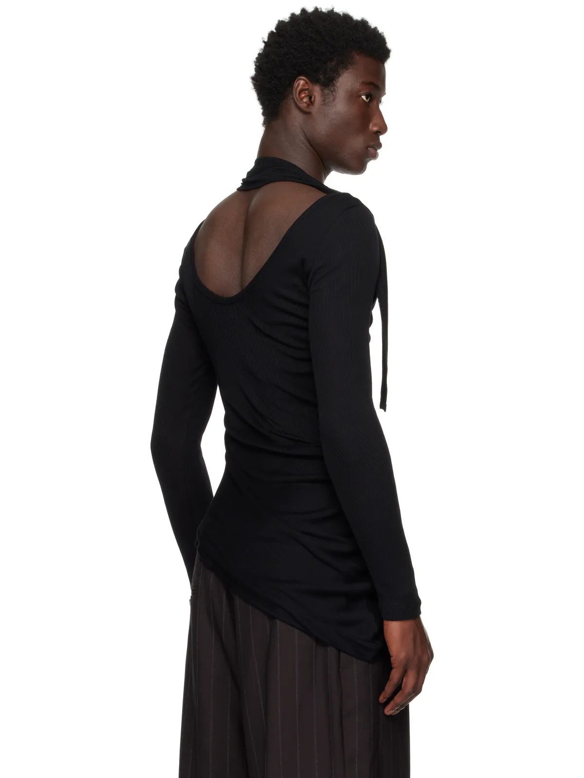 Jean Paul Gaultier Twisted Double Layer Piercing リブ Tシャツ - 画像3