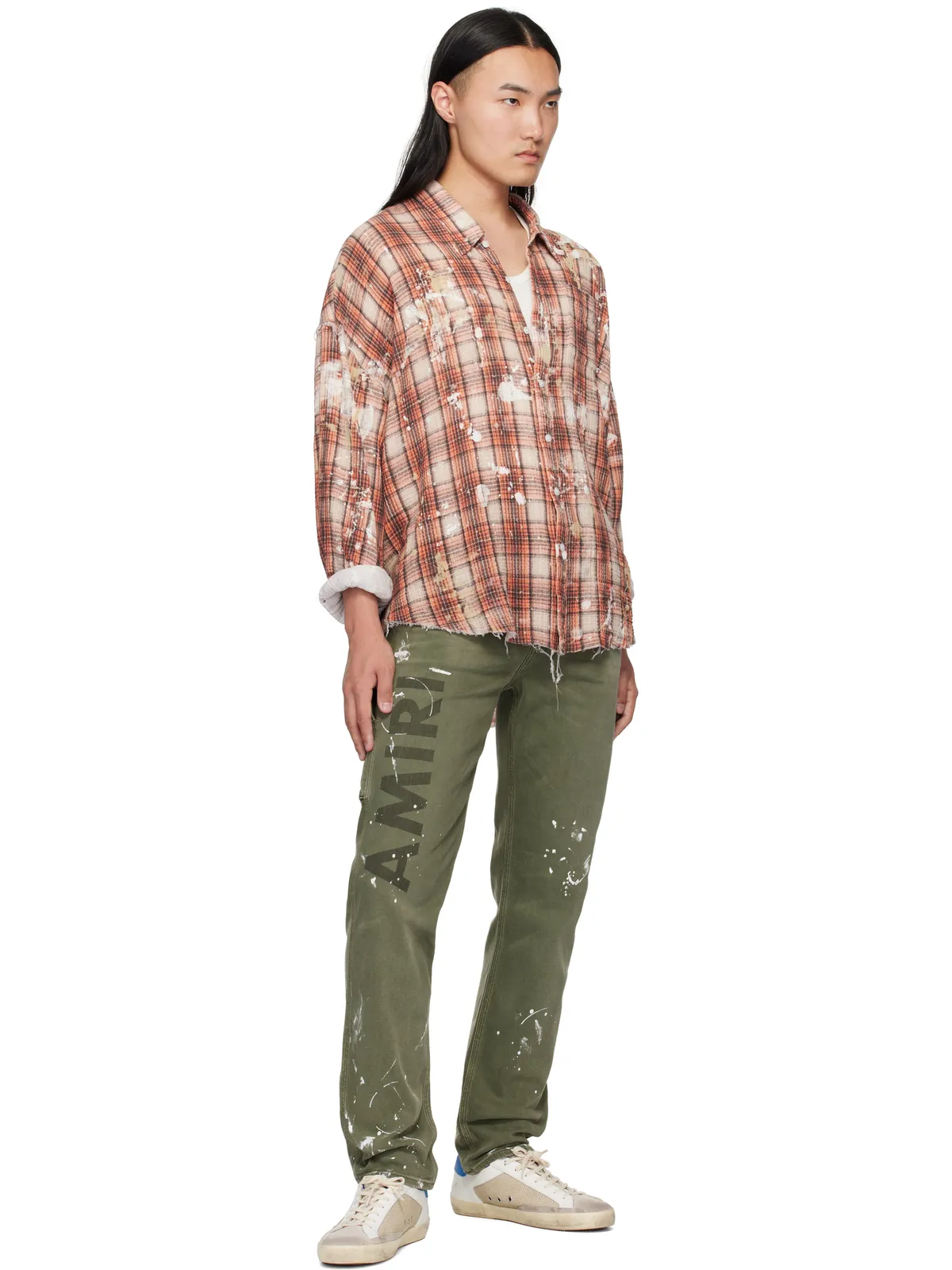AMIRI Army Logo Painted Slim Workman ジーンズ - 画像4
