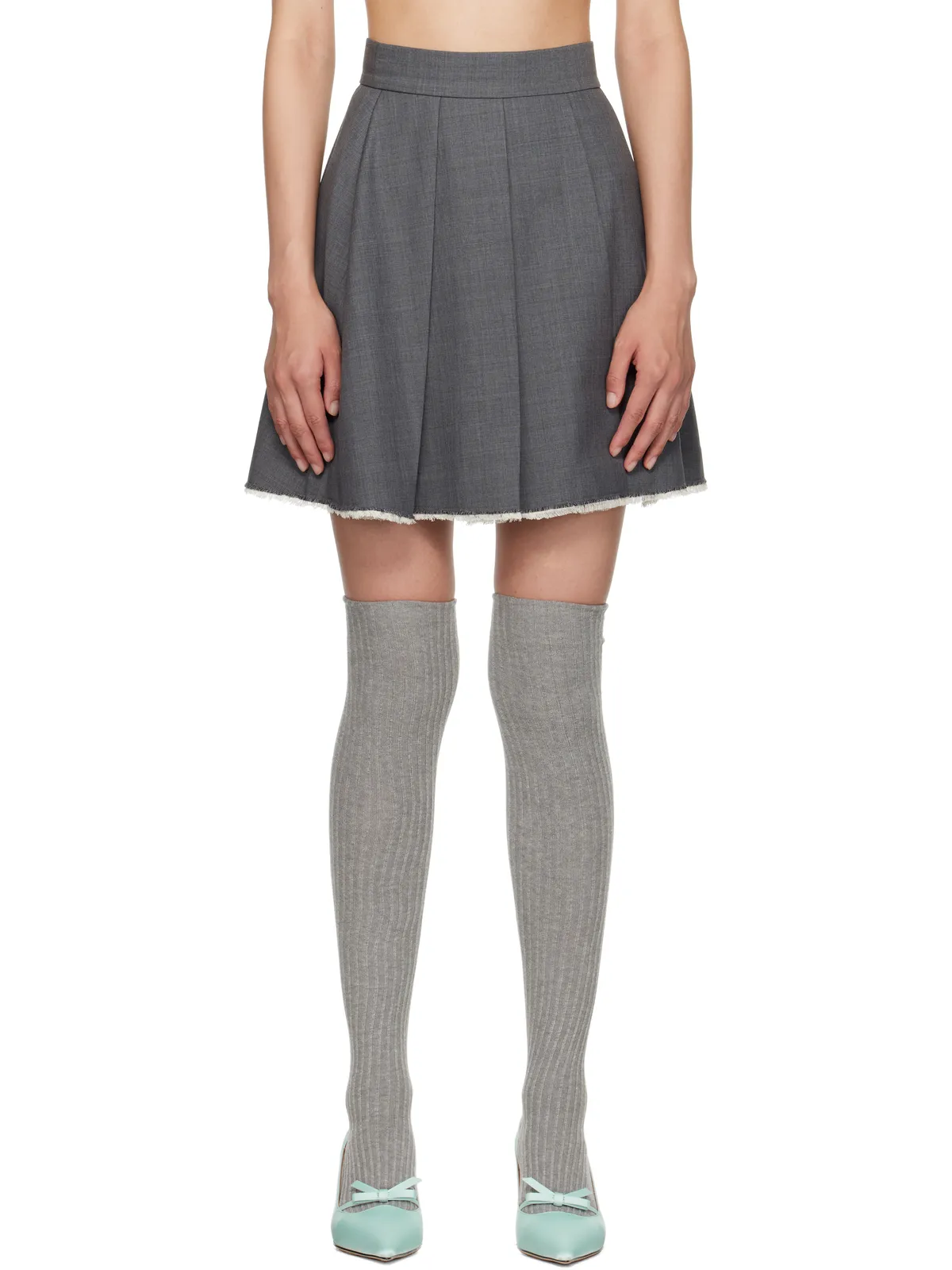 Shushu/Tong SSENSE限定 Raw Hem プリーツ ミニスカート - 画像1