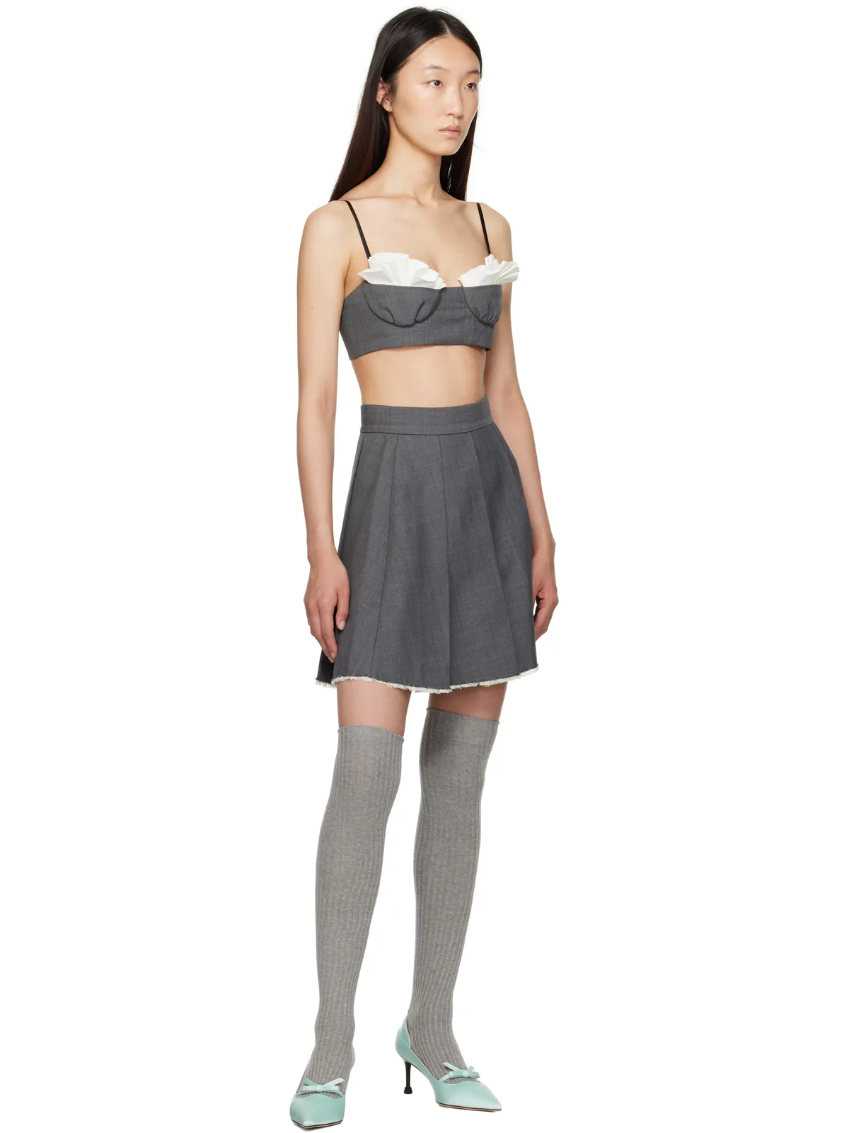 Shushu/Tong SSENSE限定 Raw Hem プリーツ ミニスカート - 画像4