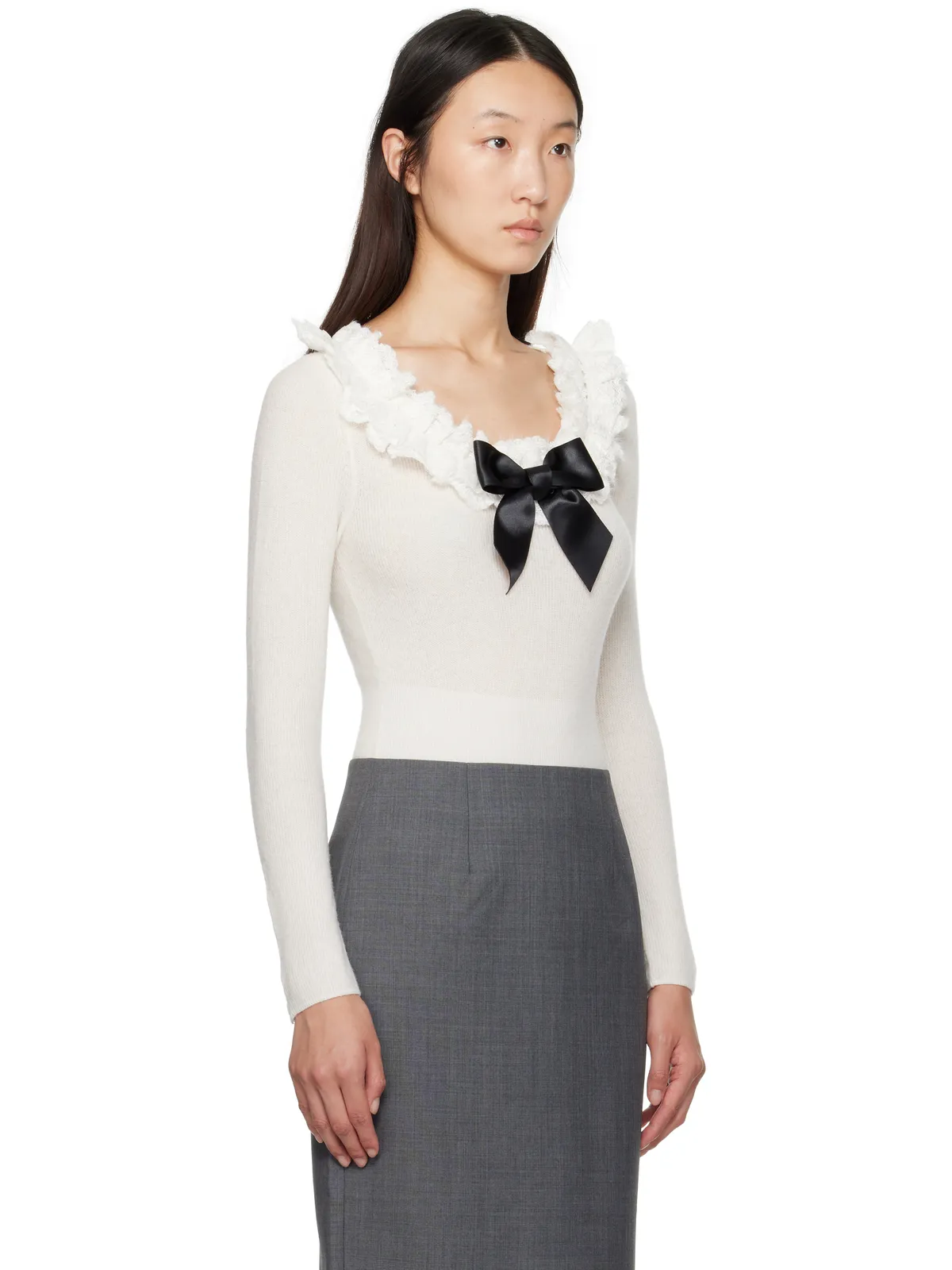 Shushu/Tong Neck-Embellished Knitwear ボディスーツ - 画像2