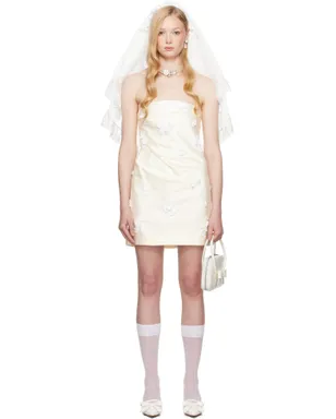 Shushu/Tong SSENSE限定 Bridalカプセルコレクション Bow Pintuck Pleated ミニドレス - サムネイル1