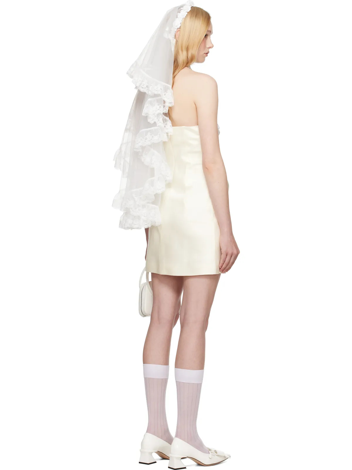 Shushu/Tong SSENSE限定 Bridalカプセルコレクション Bow Pintuck Pleated ミニドレス - 画像3
