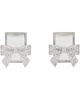 Shushu/Tong YVMINエディション Bow-Adorned Square Glass スタッドピアス - サムネイル1