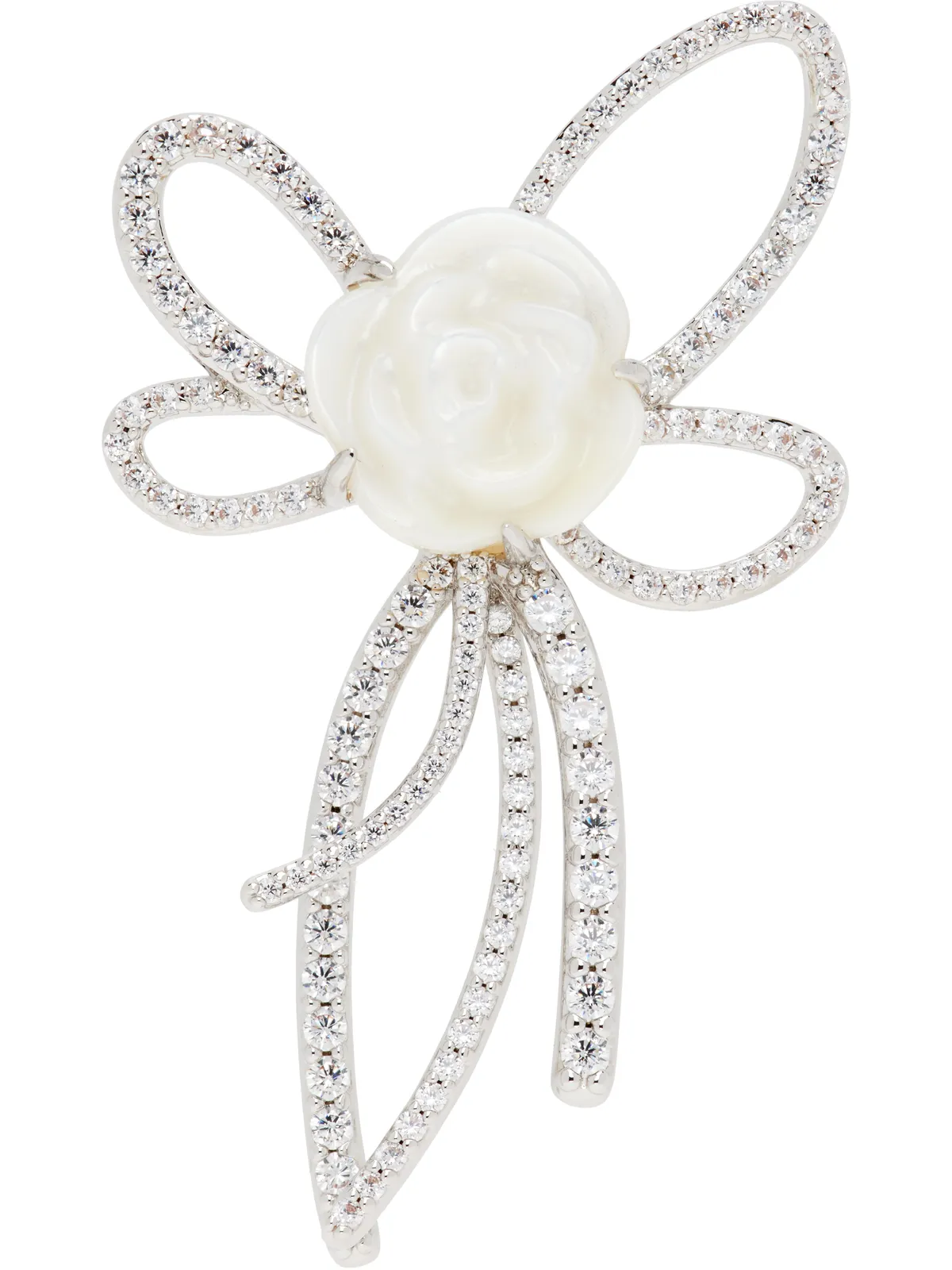 Shushu/Tong YVMINエディション Faux-Pearl Chain Bow Rose シングルピアス - 画像1