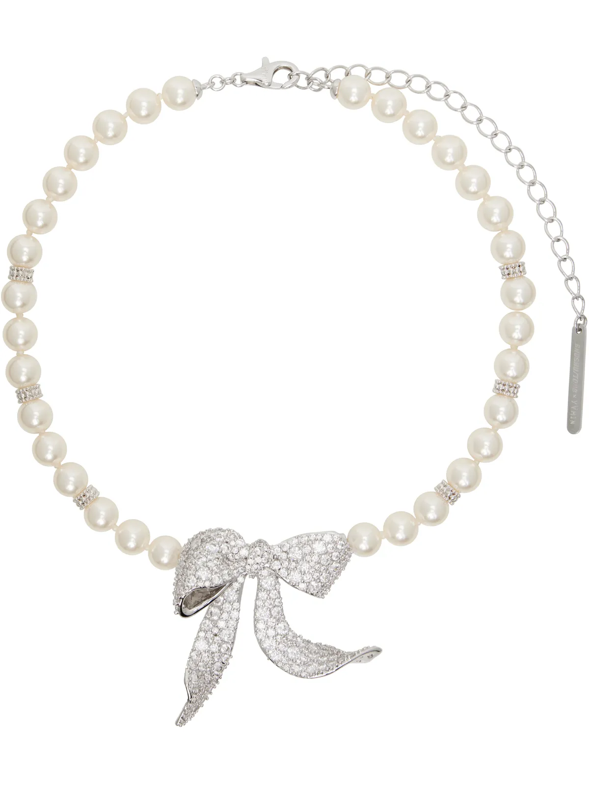 Shushu/Tong YVMINエディション Diamond Bowknot Faux-Pearl ネックレス - 画像1