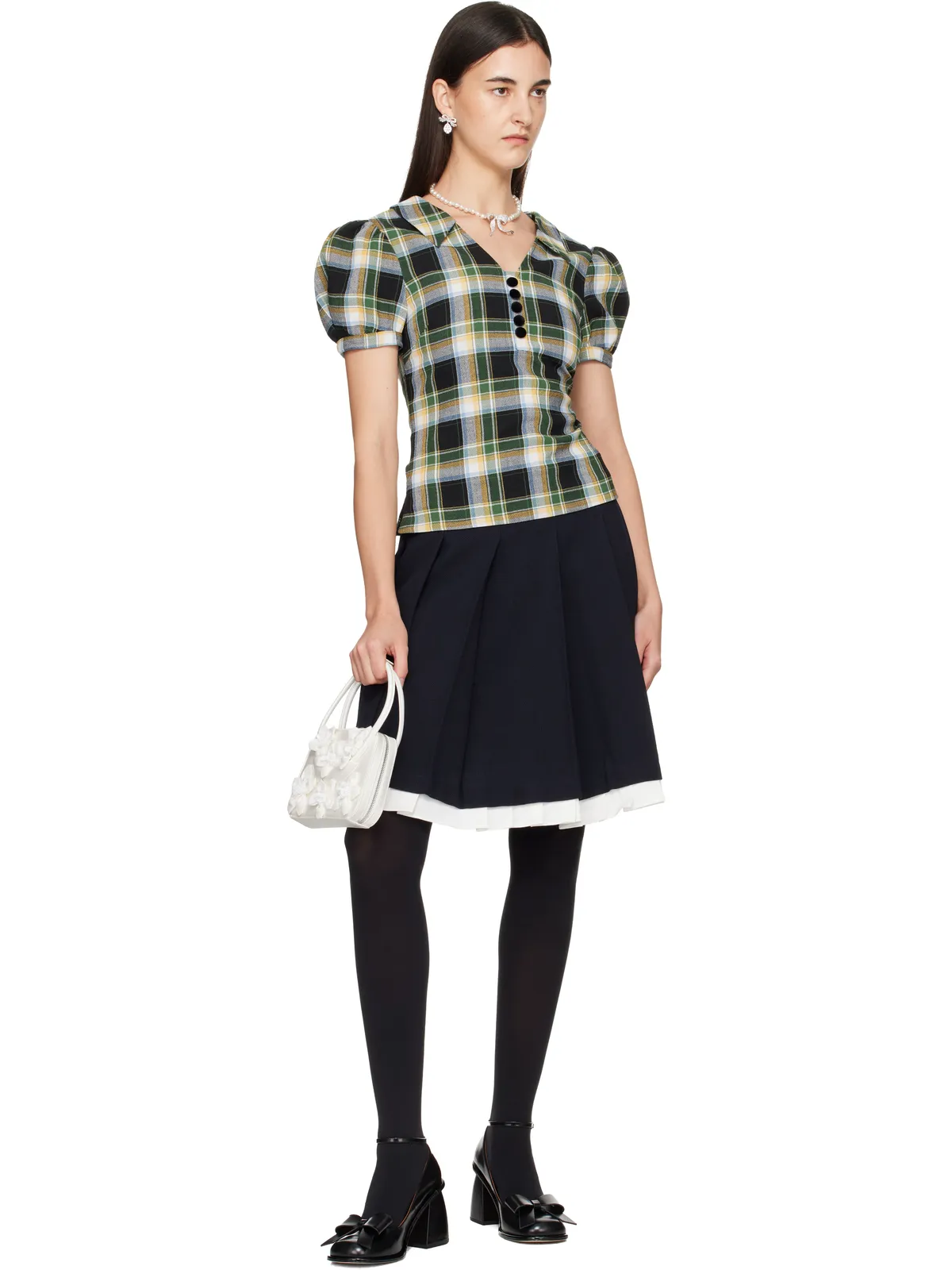 Shushu/Tong YVMINエディション Diamond Bowknot Faux-Pearl ネックレス - 画像3