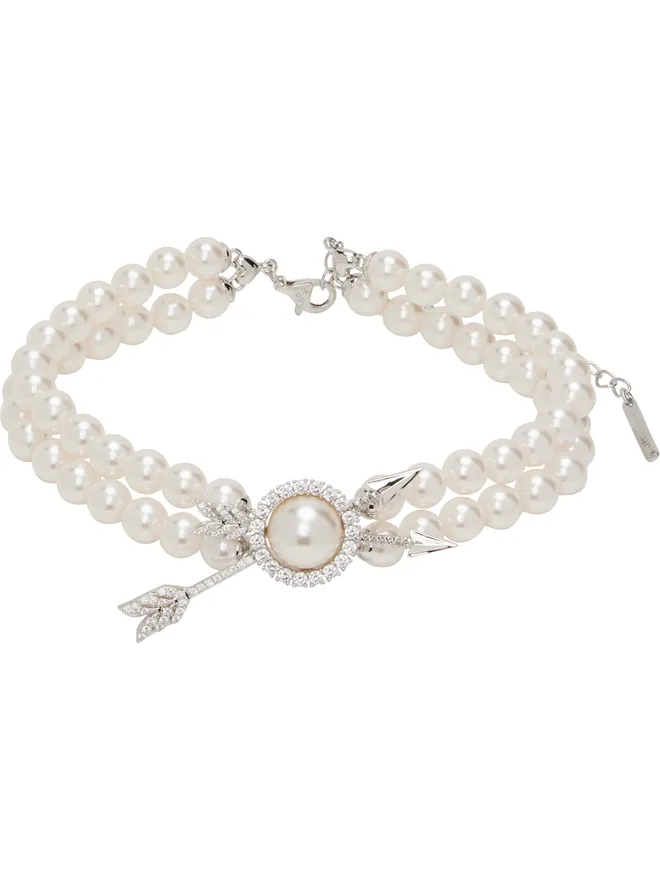 Shushu/Tong Shushu/Tong YVMINエディション Double Arrow Pave Double Faux-Pearl ネックレスの商品画像