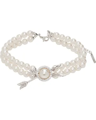 Shushu/Tong YVMINエディション Double Arrow Pave Double Faux-Pearl ネックレス - サムネイル1