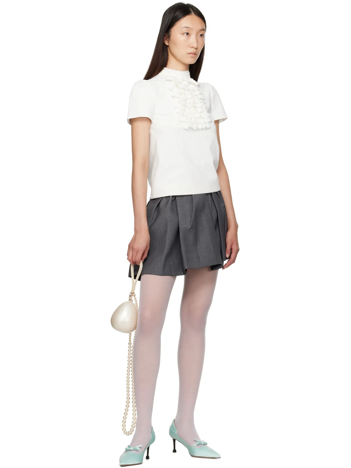 Shushu/Tong Patchwork Embellished Round Collar トップス - 画像4