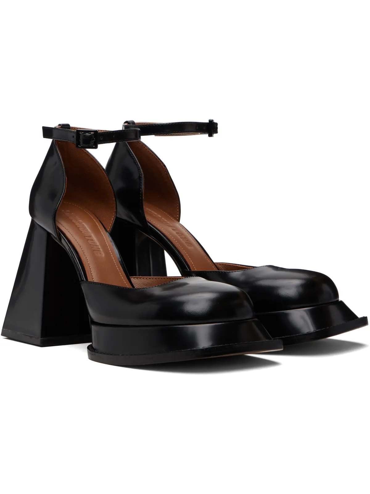 Shushu/Tong ブラック Round Toe Strap High ヒール - 画像4