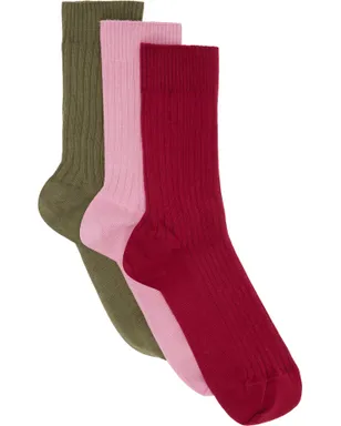 Baserange オーガニックコットン Overankle リブ ソックス 3足セット - サムネイル1