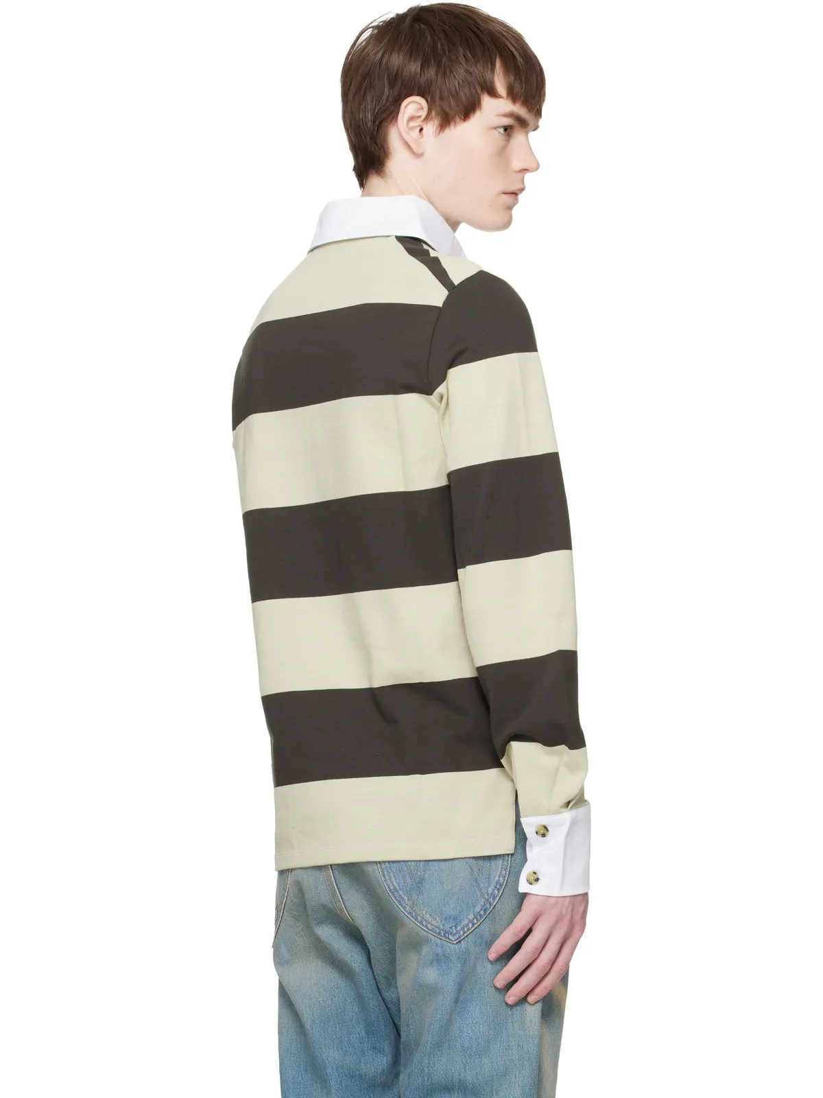 Vivienne Westwood Brown & Beige ラガーシャツ - 画像3