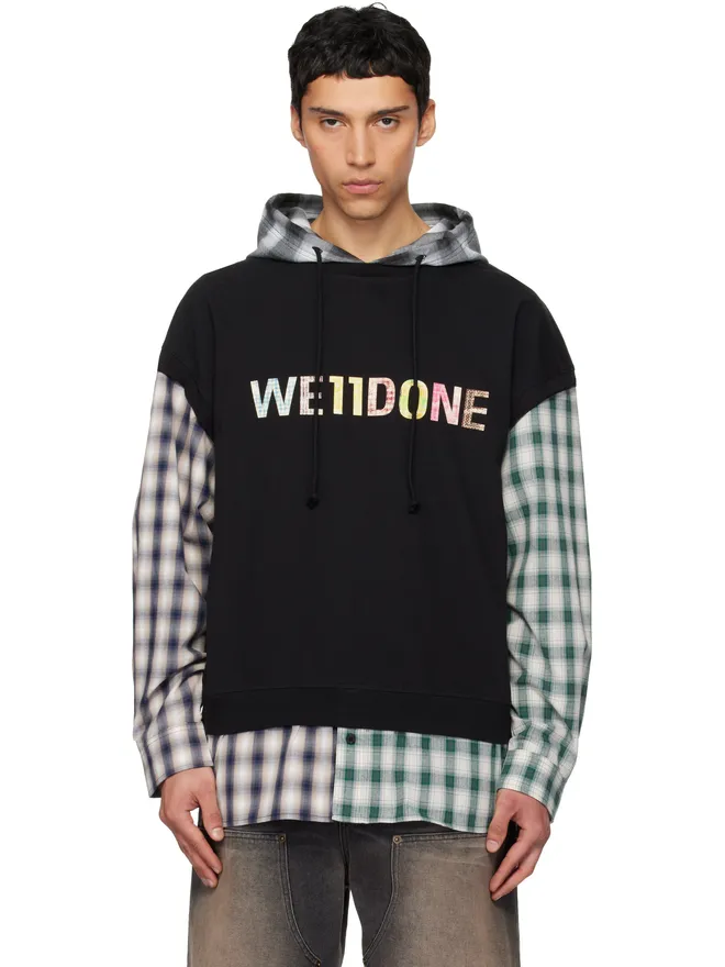 WE11DONE WE11DONE 'WE11DONE' パッチワーク レイヤード フーディの商品画像