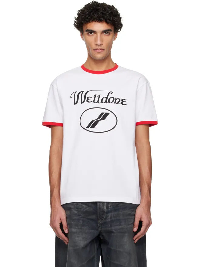 WE11DONE WE11DONE Cursive Logo フィット リンガーTシャツの商品画像
