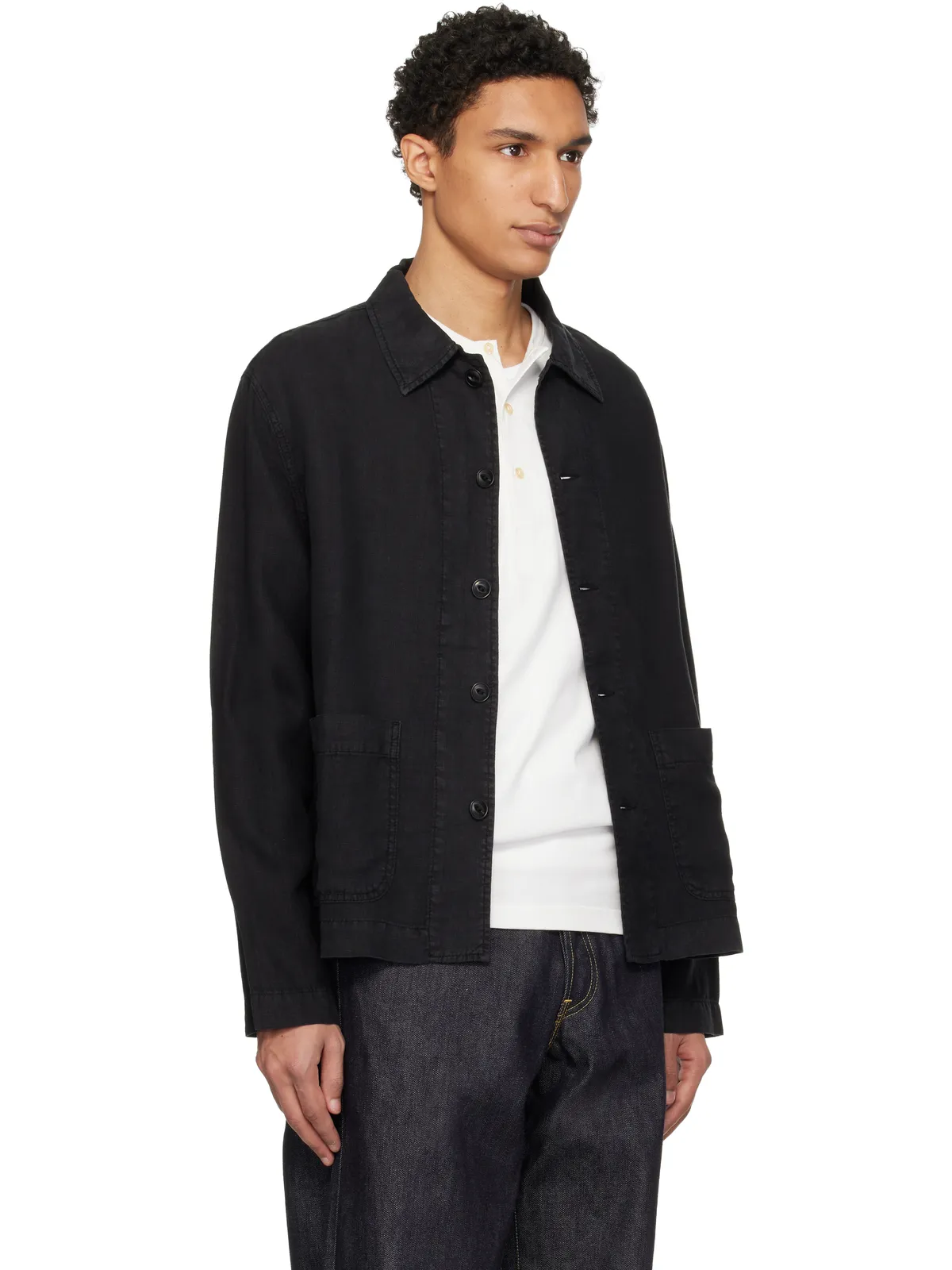 Merz b. Schwanen Cropped Worker's リネン ジャケット - 画像2