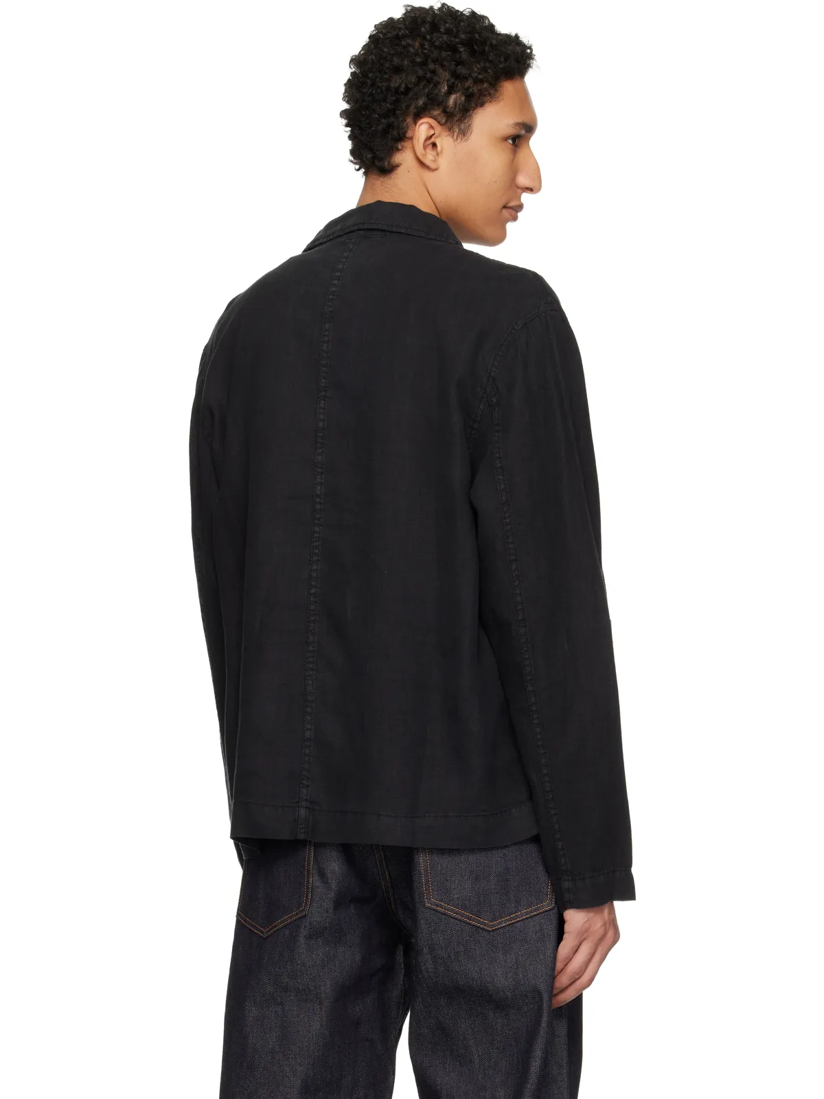 Merz b. Schwanen Cropped Worker's リネン ジャケット - 画像3