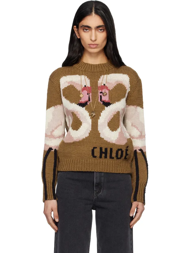 Chloe Chloe ロゴ ウールニット クルーネックセーターの商品画像