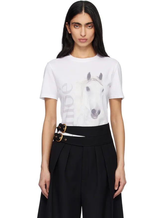 Chloe Chloe コットンジャージ クルーネック ロゴ Tシャツの商品画像