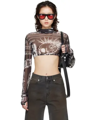 LU'U DAN Masked メッシュ クロップド トップス - サムネイル1