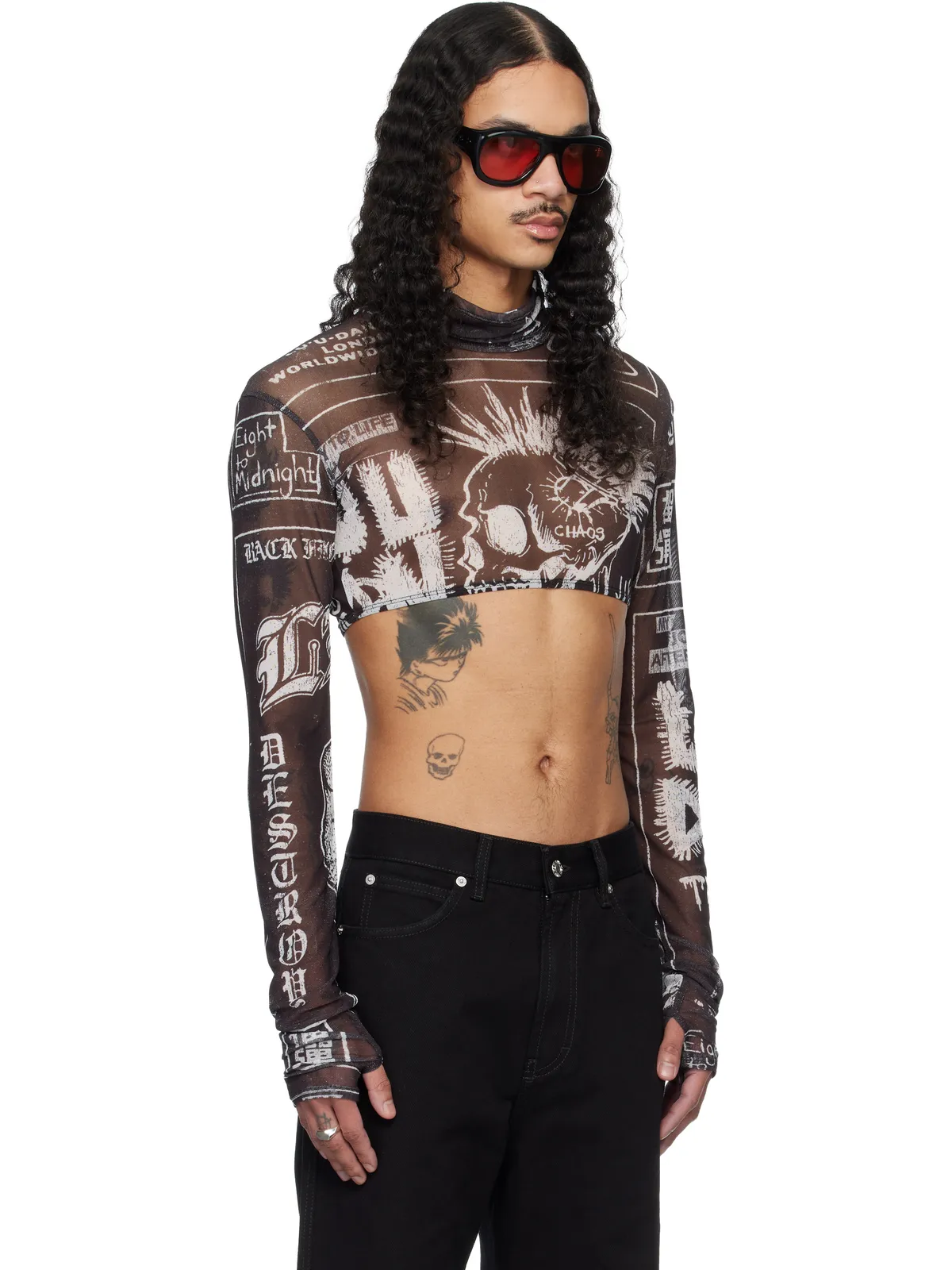 LU'U DAN Masked メッシュ クロップド トップス - 画像2