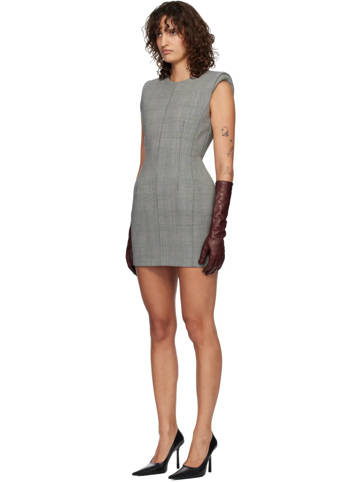 Mugler Checked Stockman ミニワンピース - 画像4