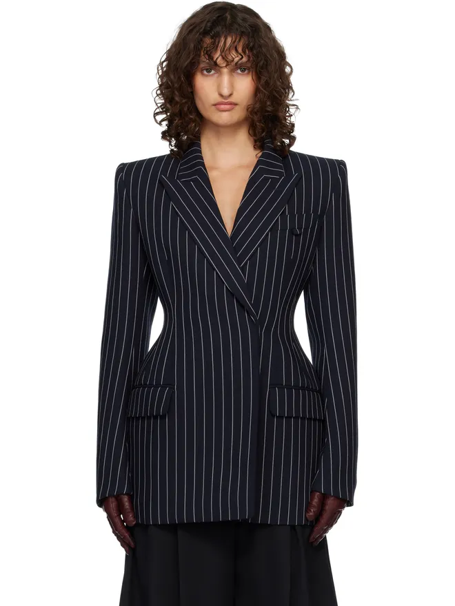 Mugler Mugler Hourglass ピンストライプ テーラードジャケットの商品画像