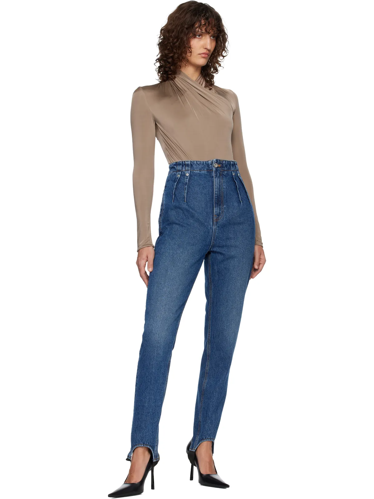 Mugler Cigarette Stirrup デニム ジーンズ - 画像4
