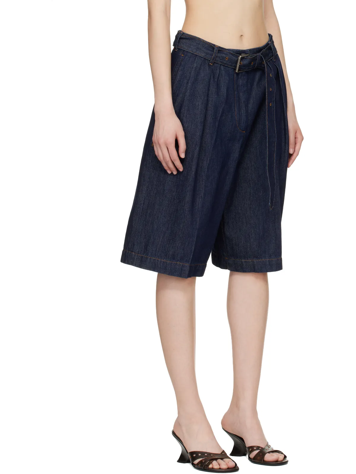 Dries Van Noten ベルト デニムショートパンツ - 画像2