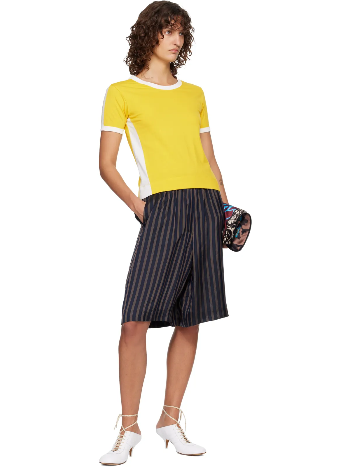 Dries Van Noten ストライプ サテン ショートパンツ - 画像4