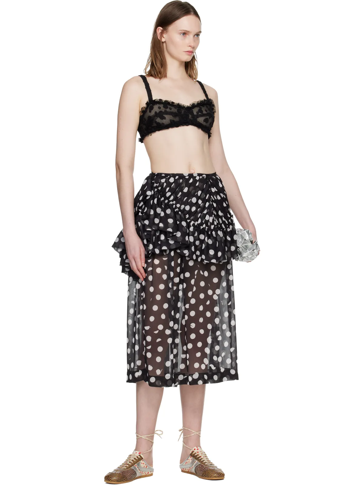 Dries Van Noten レイヤード 水玉 ミディアムスカート - 画像4