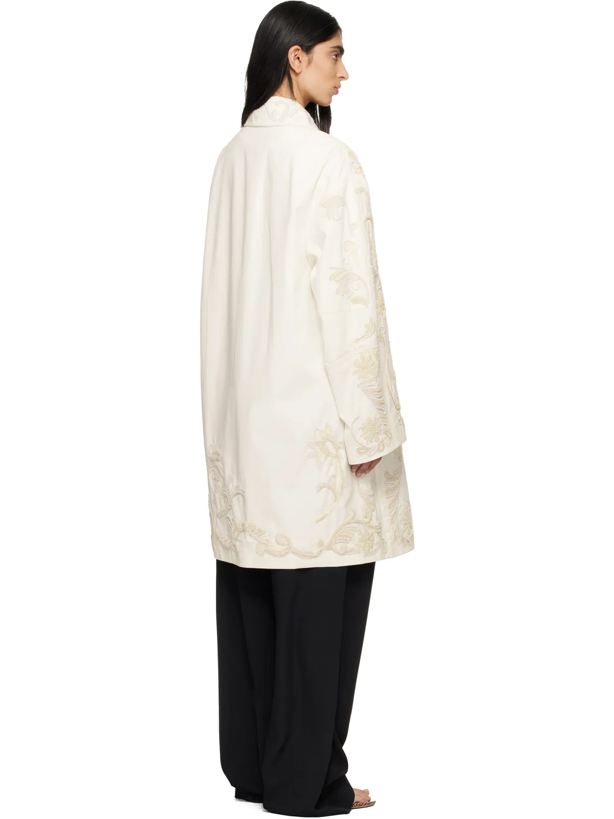 Dries Van Noten エンブロイダリー Aライン コート - 画像3