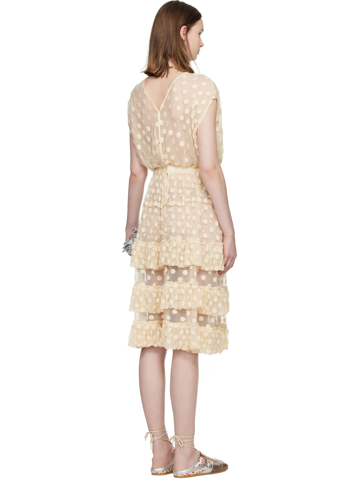 Dries Van Noten ラッフル メッシュ ミディアムドレス - 画像3