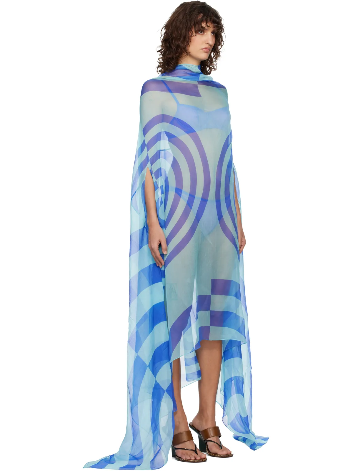 Dries Van Noten Silk Cape マキシワンピース - 画像2