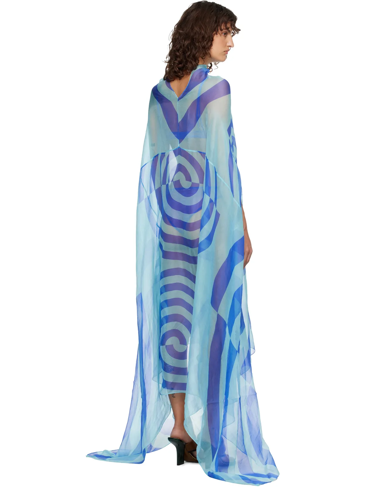 Dries Van Noten Silk Cape マキシワンピース - 画像3