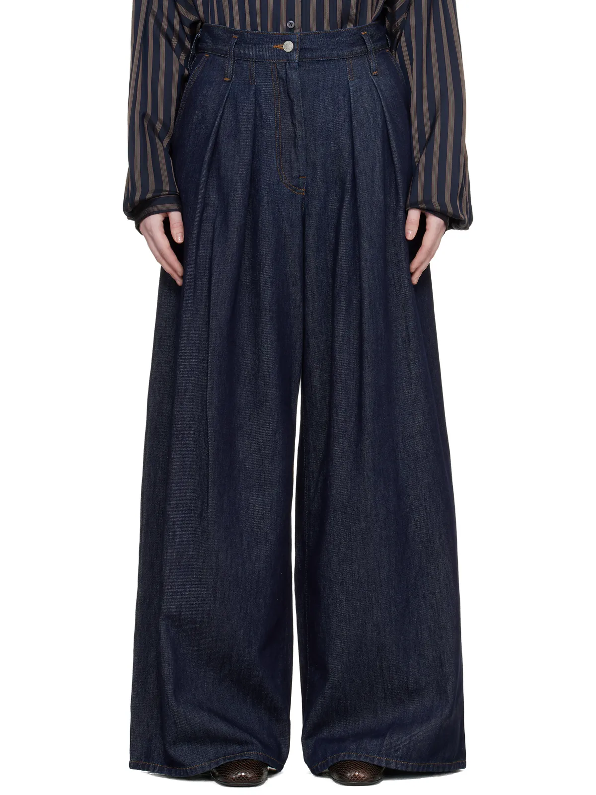 Dries Van Noten タック ワイドジーンズ - 画像1