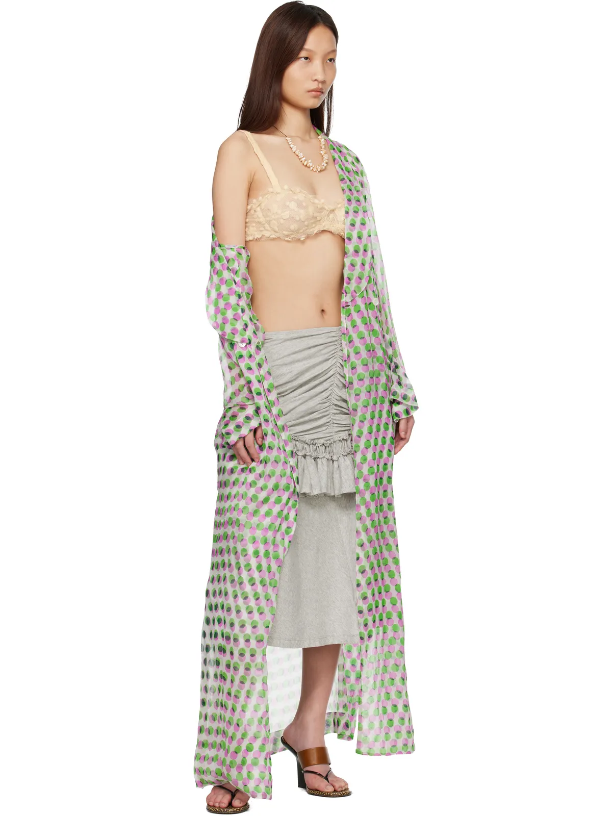 Dries Van Noten 水玉プリント シルククレポン ジャケット - 画像4